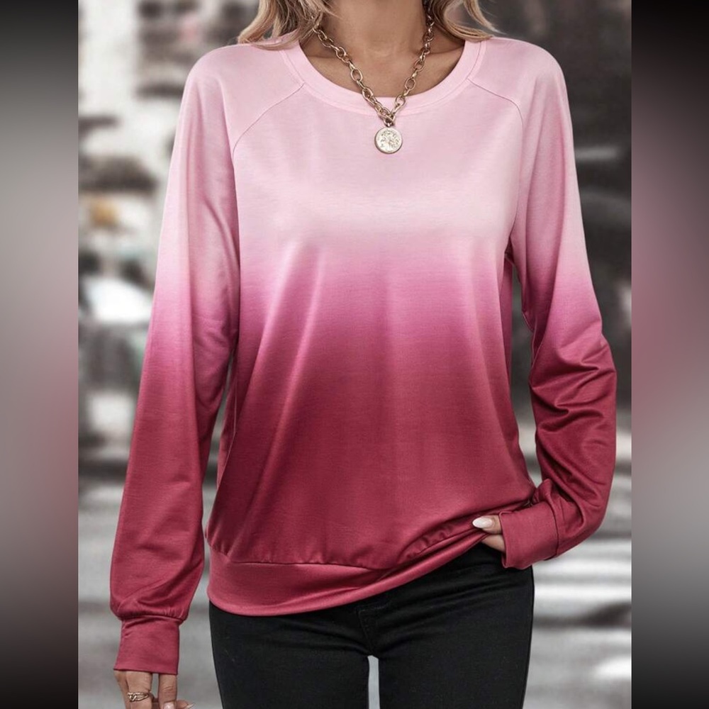 Boho pink Ombre raglan sleeve sweatshirt - Picture 4 of 5